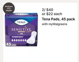 Walgreens Tena Pads, 45 pack with offer