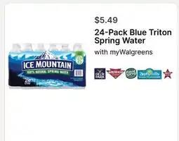 Walgreens 24-Pack Blue Triton Spring Water offer