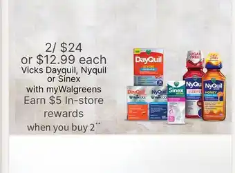 Walgreens Vicks Dayquil, Nyquil or Sinex offer