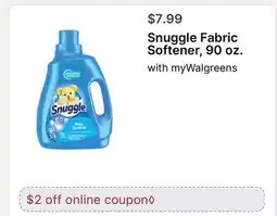 Walgreens Snuggle Fabric Softener, 90 oz offer