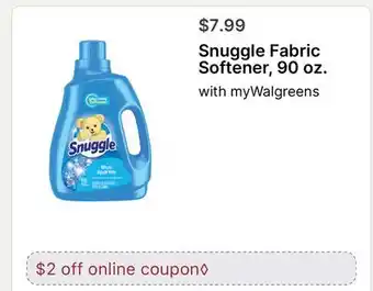 Walgreens Snuggle Fabric Softener, 90 oz offer