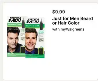 Walgreens Just for Men Beard or Hair Color offer