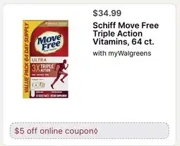 Walgreens Schiff Move Free Triple Action Vitamins, 64 ct offer