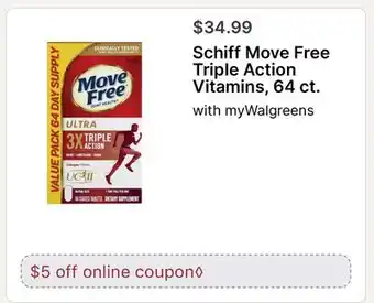 Walgreens Schiff Move Free Triple Action Vitamins, 64 ct offer