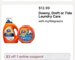 Walgreens Downy, Dreft or Tide Laundry Care offer