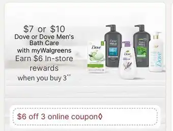 Walgreens Dove or Dove Men's Bath Care offer