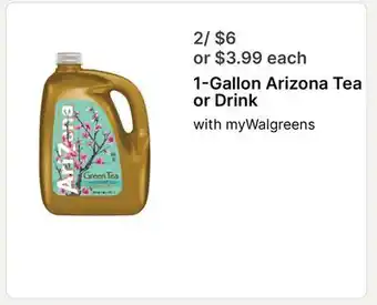 Walgreens 1-Gallon Arizona Tea or Drink offer