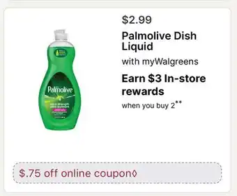 Walgreens Palmolive Dish Liquid offer