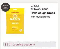 Walgreens Halls Cough Drops offer