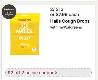 Walgreens Halls Cough Drops offer