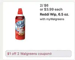 Walgreens Reddi Wip, 6.5 oz offer