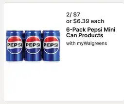 Walgreens 6-Pack Pepsi Mini Can Products offer