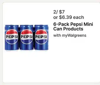 Walgreens 6-Pack Pepsi Mini Can Products offer