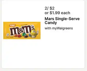 Walgreens Mars Single-Serve Candy offer