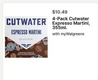 Walgreens 4-Pack Cutwater Expresso Martini, 355ml offer