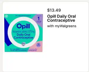 Walgreens Opill Daily Oral Contraceptive offer