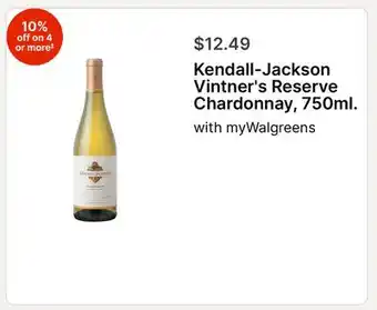 Walgreens Kendall-Jackson Vintner's Reserve Chardonnay, 750ml offer