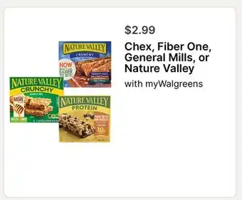 Walgreens Chex, Fiber One, General Mills, or Nature Valley offer