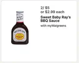 Walgreens Sweet Baby Ray's BBQ Sauce offer