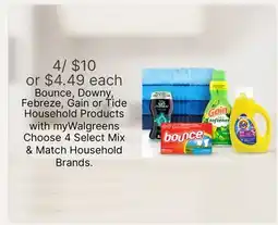 Walgreens Bounce, Downy, Febreze, Gain or Tide Household Products offer