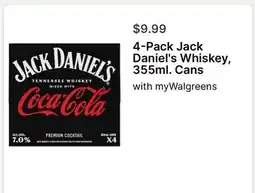 Walgreens 4-Pack Jack Daniel's Whiskey, 355ml. Cans offer