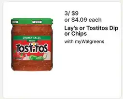 Walgreens Lay's or Tostitos Dip or Chips offer