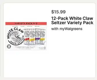 Walgreens 12-Pack White Claw Seltzer Variety Pack offer