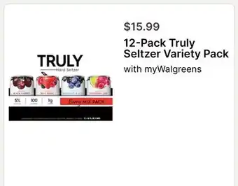 Walgreens 12-Pack Truly Seltzer Variety Pack offer