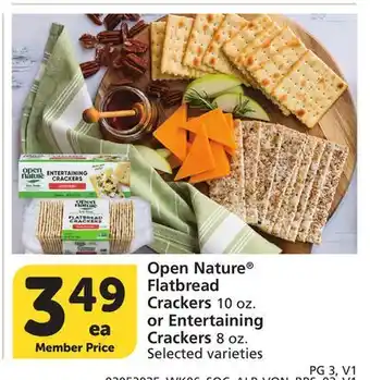 Vons Open Nature Flatbread Crackers 10 oz. or Entertaining Crackers 8 oz offer