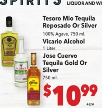 Vallarta Supermarkets Tesoro Mio Tequila Reposado Or Silver offer