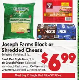 Vallarta Supermarkets Joseph Farms Block or Shredded Cheese offer