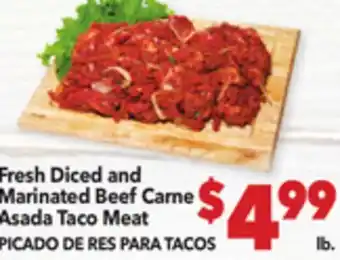 Vallarta Supermarkets Fresh Diced and Marinated Beef Carne Asada Taco Meat/PICADO DE RES PARA TACOS offer