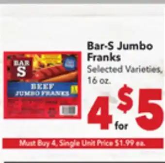 Vallarta Supermarkets Bar-S Jumbo Franks offer