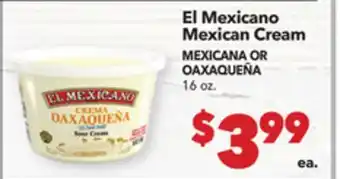 Vallarta Supermarkets El Mexicano Mexican Cream / MEXICANA OR OAXAQUEÑA offer