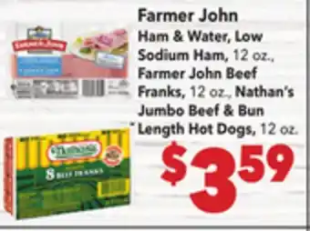 Vallarta Supermarkets Farmer John Ham & Water, Low Sodium Ham. Bun Hot Dogs offer