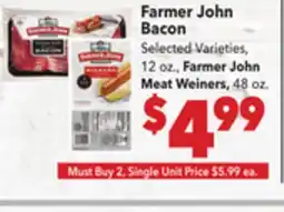 Vallarta Supermarkets Farmer John Bacon offer