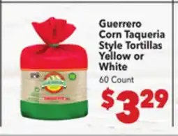 Vallarta Supermarkets Guerrero Corn Taqueria Style Tortillas Yellow or White offer