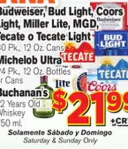 El Super Fresh Budweiser, Bud Light, Coors Light, Miller Lite, MGD, Tecate offer