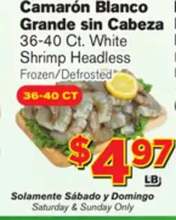 El Super Fresh 36-40 Ct. White Shrimp Headless offer