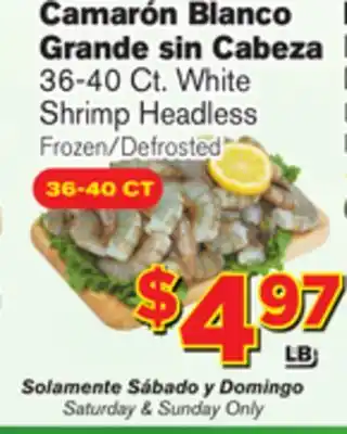 El Super Fresh 36-40 Ct. White Shrimp Headless offer