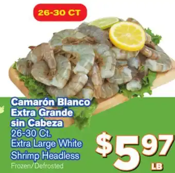 El Super Fresh 26-30 Ct Extra Large White Shrimp Headless offer