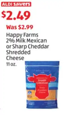 Aldi Happy Farms 2% Milk Shredded Cheese offer