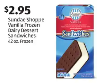 Aldi Sundae Shoppe Vanilla Frozen Dairy Dessert Sandwiches offer