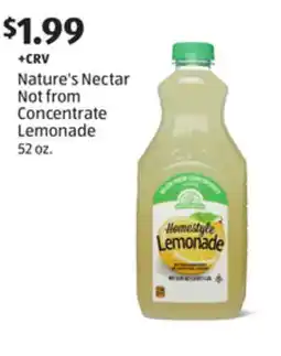 Aldi Nature's Nectar Not from Concentrate Lemonade offer