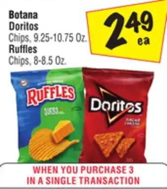 El Super Doritos Chips, 9.25-10.75 Oz., Ruffles Chips 8-8.5 Oz offer