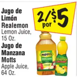 El Super Realemon Lemon Juice, 15 oz or Motts Apple Juice,64 Oz offer