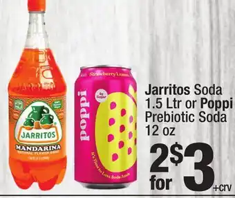 Super King Markets Jarritos Soda 1.5 Ltr or Poppi Prebiotic Soda 12 oz offer