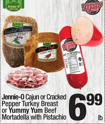 Super King Markets Jennie-O Cajun or Cracked Pepper Turkey Breast or Yummy Yum Beef Mortadella with Pistachio offer