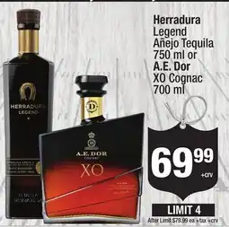 Super King Markets Herradura Legend Añejo Tequila 750 ml or A. E. Dor XO Cognac 700 ml offer