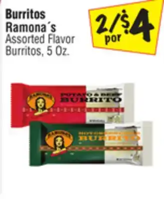 El Super Ramona´s Assorted Flavor Burritos offer